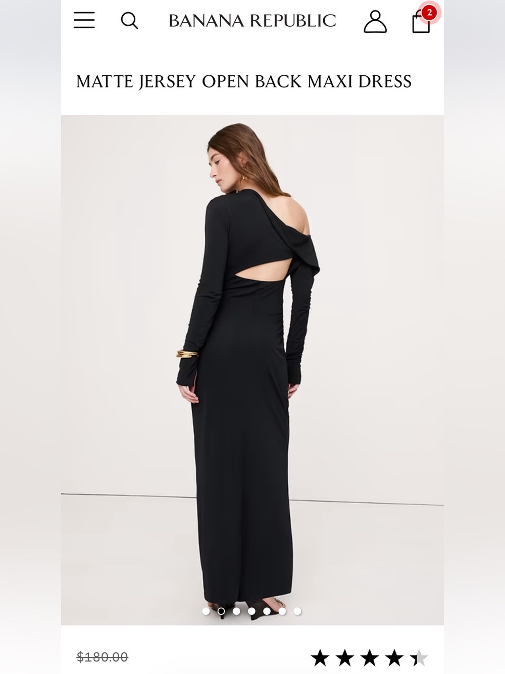 Banana Republic Matte Jersey Open Back Maxi Dress - Black Medium EUC